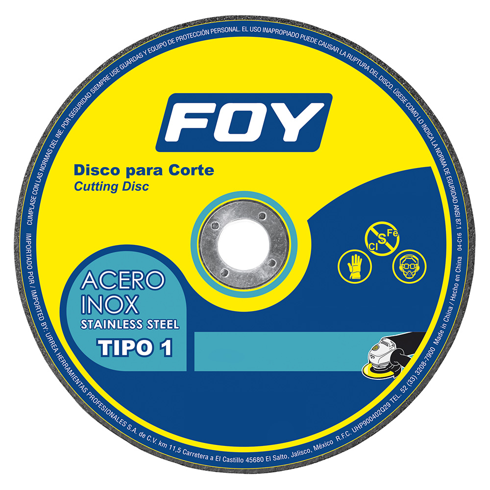 Disco abrasivo tipo 1 para metal  7" x 2 mm, Foy
