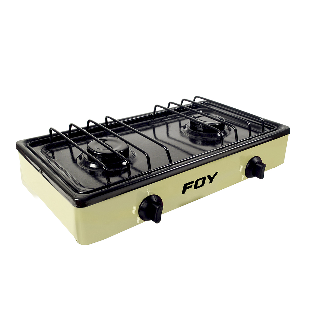 Estufa de gas 2 quemadores de acero inoxidable color beige, Foy