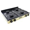 Estufa de gas 4 quemadores de acero inoxidable color beige, Foy