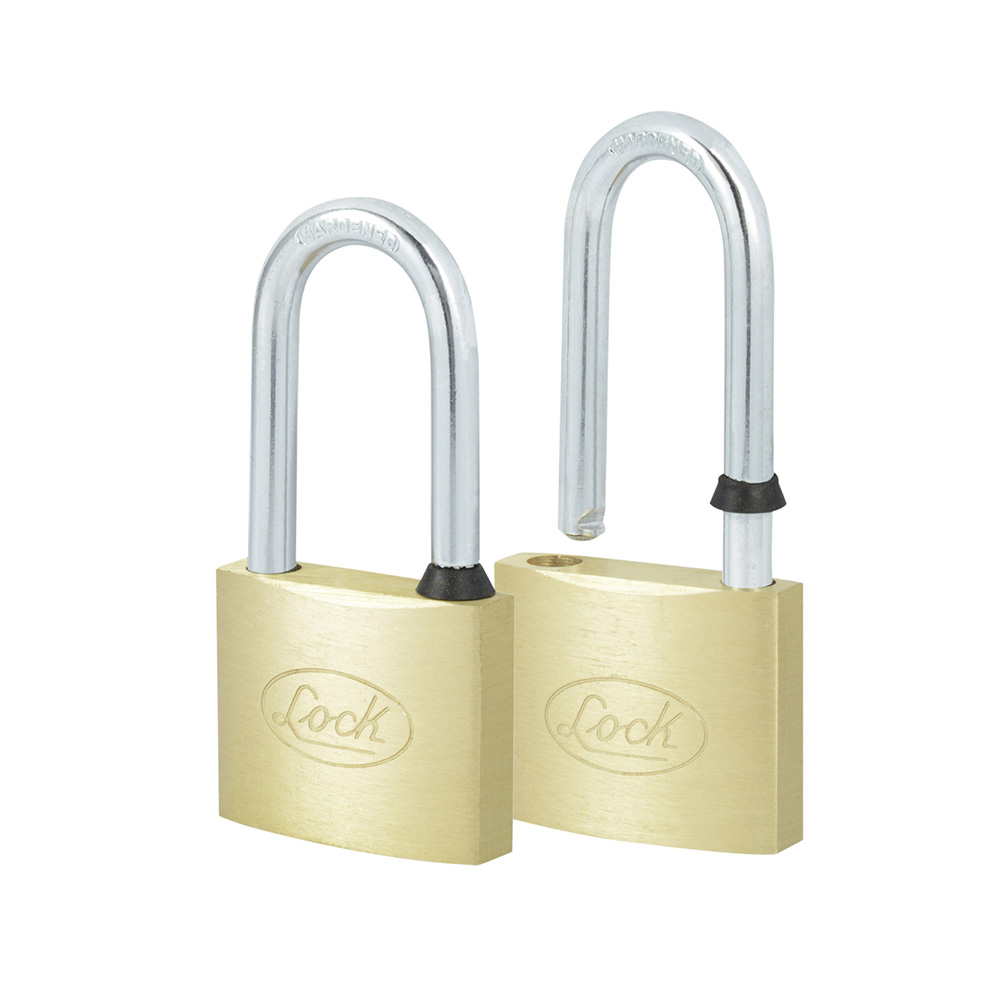 Juego de 2 candados de latón largos 40 mm, llave estándar, Lock