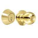Combo de pomo bola función doble, latón brillante, llave estándar, blíster, Lock