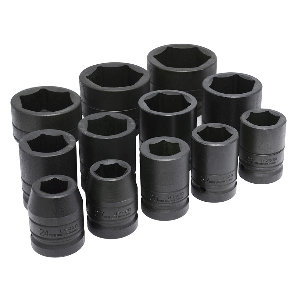 Juego de 12 dados de impacto métricos cuadro de 1", 6 puntas, Urrea