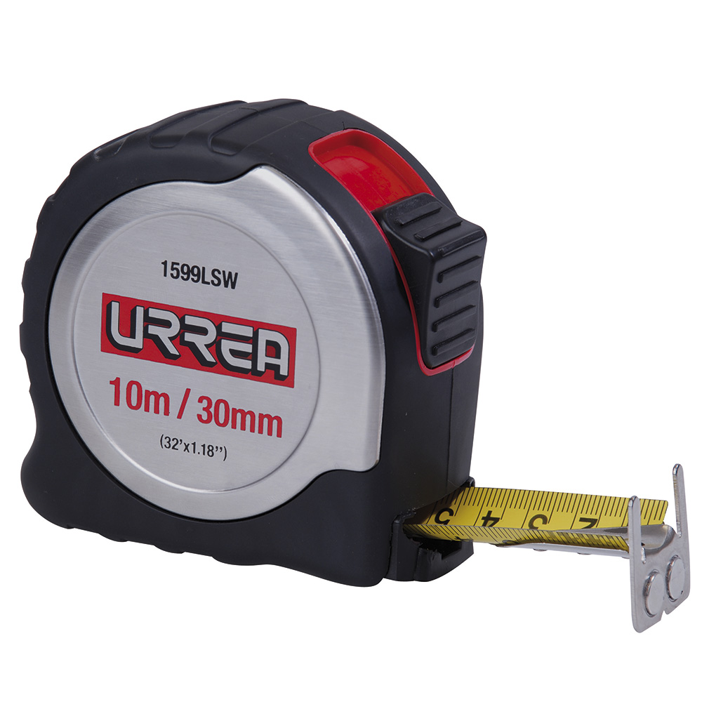 Flexómetro con carcasa de acero inoxidable 10 m x 30 mm, Urrea