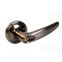 Manija tubular recta función baño, latón antiguo, llave estándar, blíster, Lock