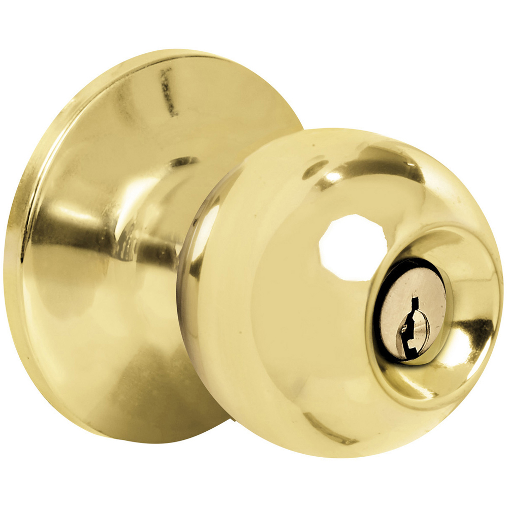 Pomo cilíndrico bola función baño, latón brillante, llave estándar, blíster, Prolok