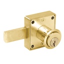 Cerradura para mueble cuadrada paleta larga, latón brillante, llave estándar, blíster, Lock