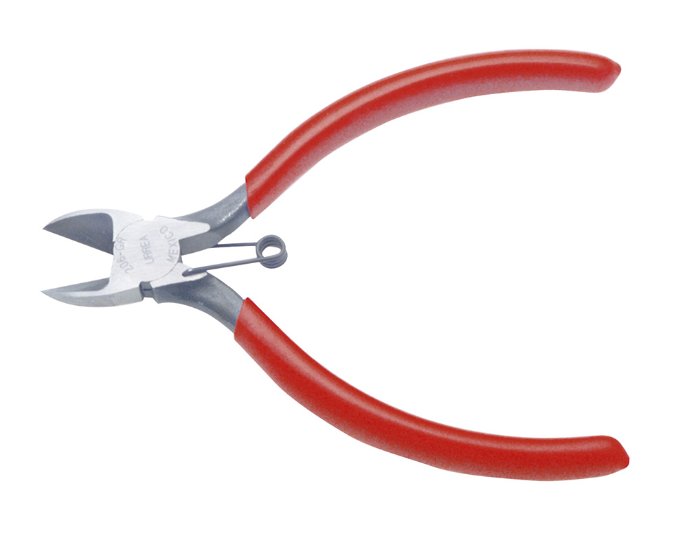 Pinza con mango rubber grip de 4-3/16" corte diagonal con resorte, Urrea
