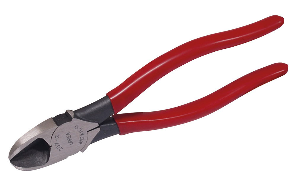 Pinza con mango rubber grip de 7-3/4" corte diagonal alta palanca, Urrea