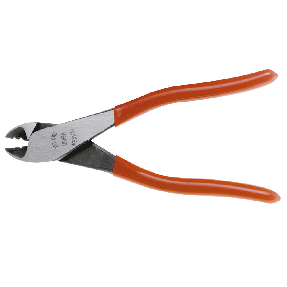 Pinza con mango rubber grip de 7-5/16" corte diagonal con pela alambre alta palanca, Urrea