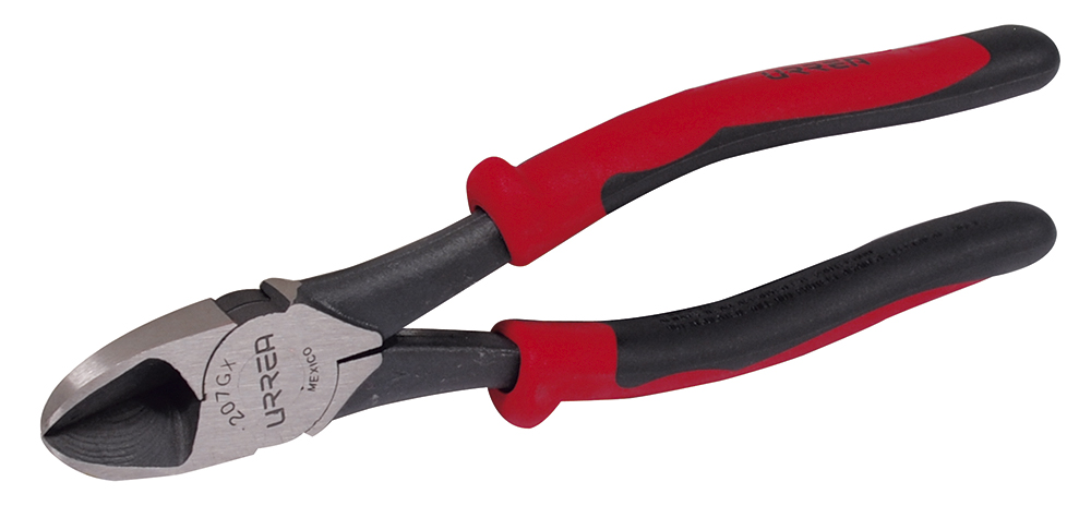 Pinza con mango bimaterial de 7-3/4" corte diagonal alta palanca, Urrea