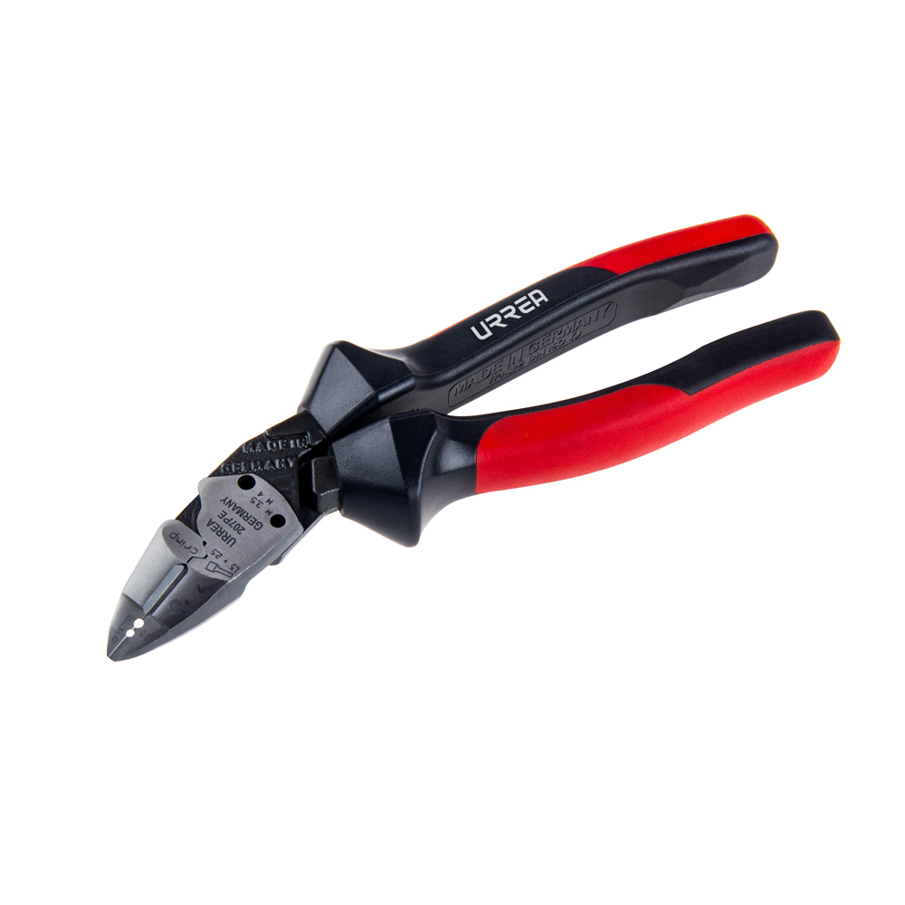 Pinza con mango bimaterial ergonómica con ángulo de cabeza de 25°  de 7", Urrea