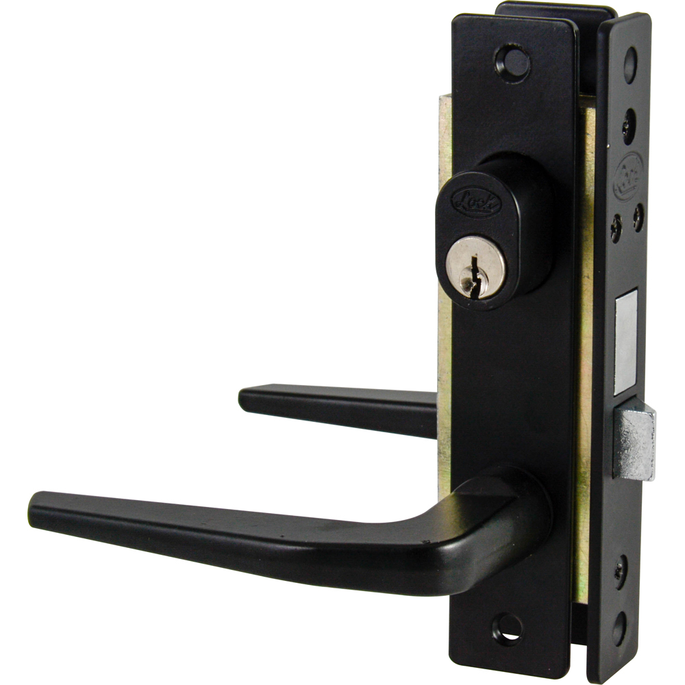 Cerradura clásica para puerta de aluminio función encilla, negro, llave estándar, Lock