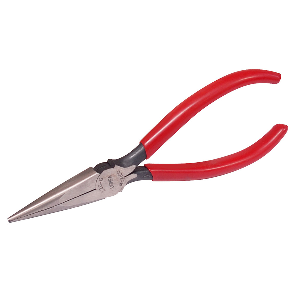 Pinza con mango rubber grip de 6-5/8" punta plana cónica, Urrea