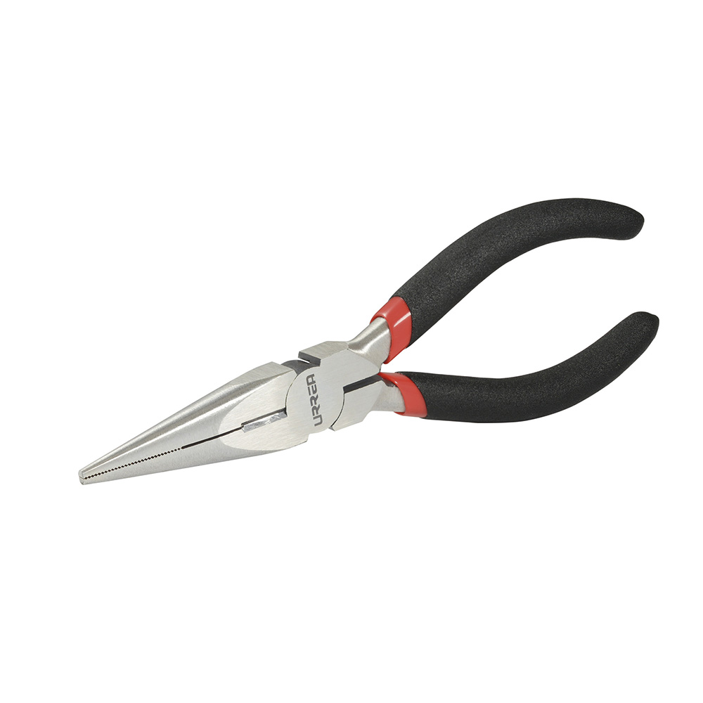 Pinza con mango rubber grip de 6-3/4" punta larga corte lateral, Urrea