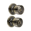 Pomo tubular copa recta función baño, latón antiguo, llave estándar, blíster, Lock