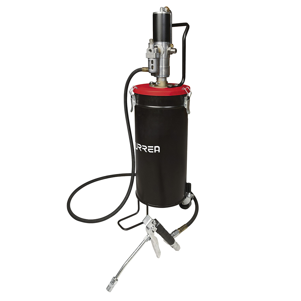 Inyector de grasa con cubeta neumática de 15 kg, 7,500 psi, Urrea