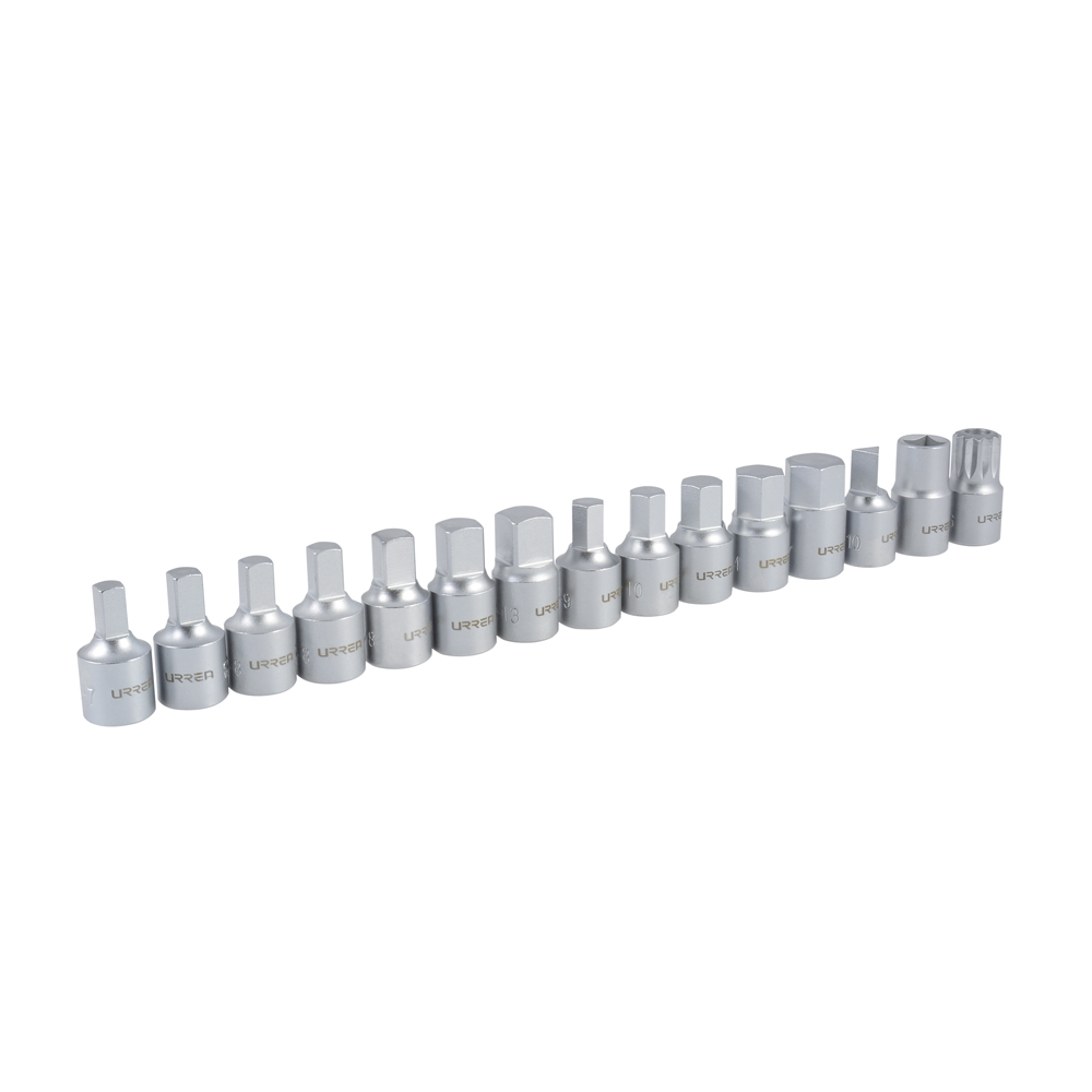 Juego de 14 dados cuadro de 3/8" para drenado de aceite, Urrea