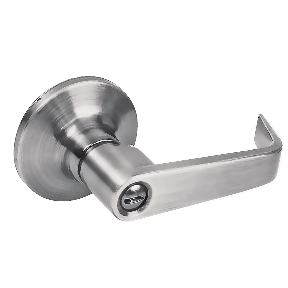 Manija tubular plana función baño, níquel satinado, llave estándar, blíster, Lock