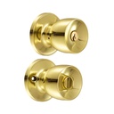 Pomo tubular copa recta función baño, latón brillante, llave estándar, blíster, Lock