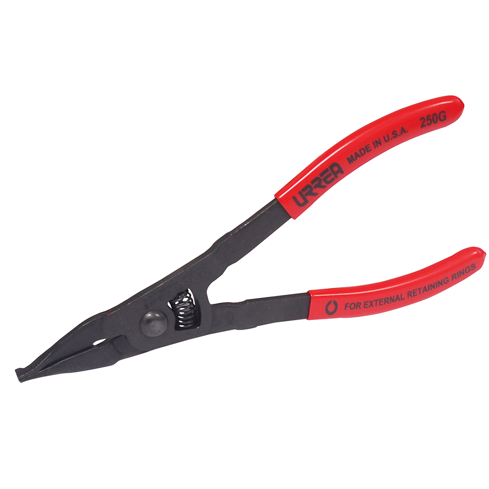Pinza con mango rubber grip para anillos de retención punta plana 8-3/4", Urrea