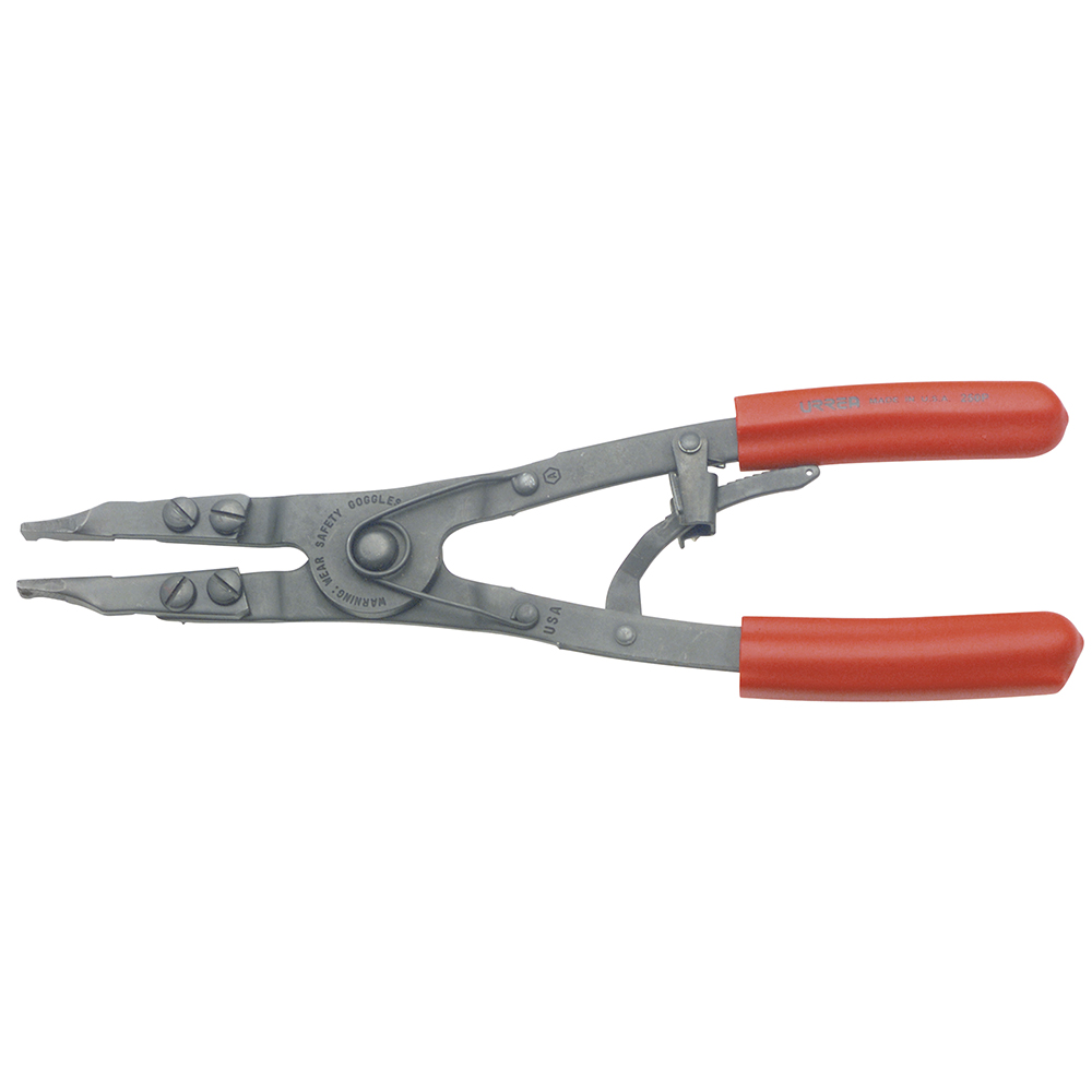 Pinza para anillos punta plana con mecanismo de matraca, Urrea