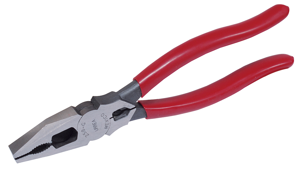 Pinza con mango rubber grip de 8-17/32" universal corte lateral quijadas curvas, Urrea
