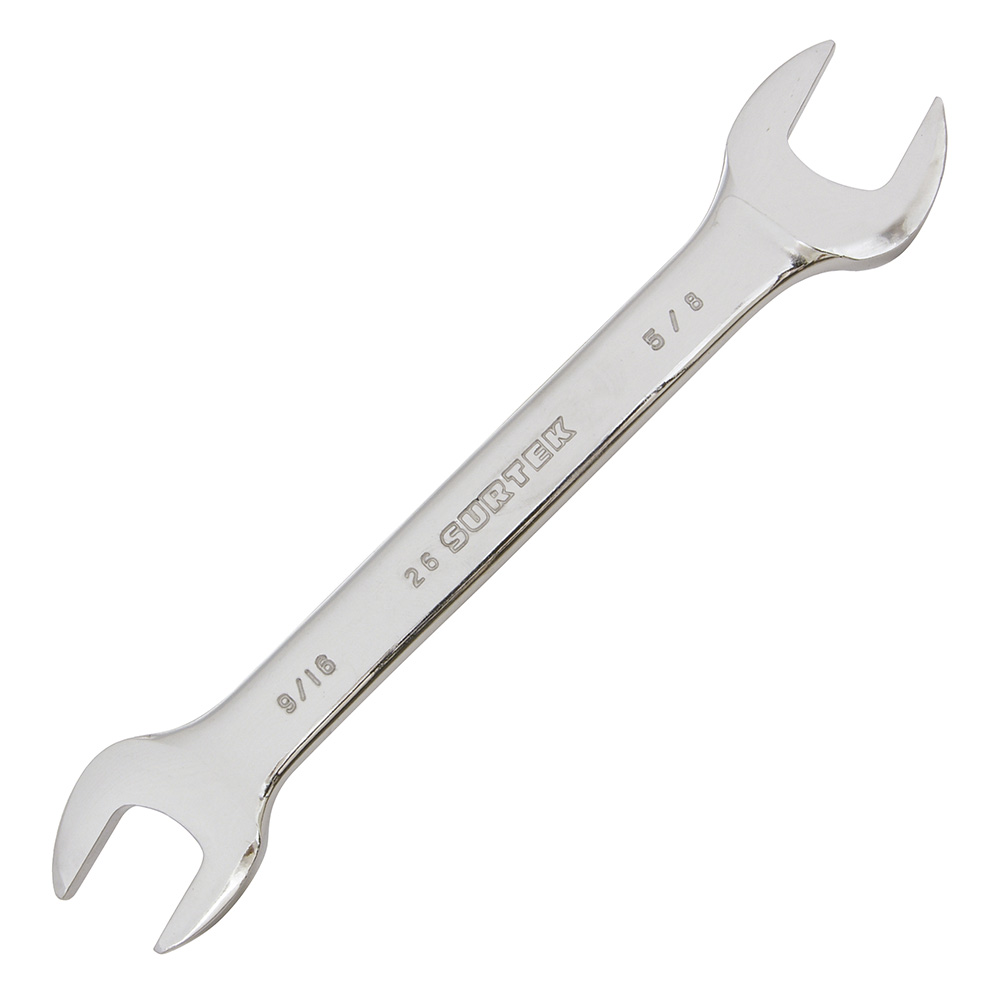 Llave española pulido espejo en pulgadas, 9/16" x 5/8", Surtek