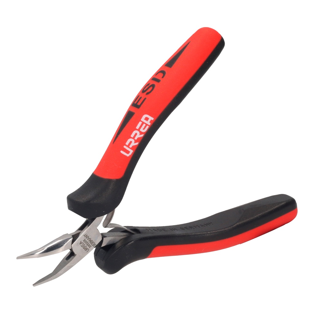 Pinza ESD para electrónica de 5" punta larga doblada a 45°, Urrea
