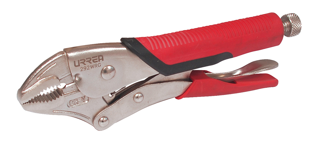 Pinza de presión con mango bimaterial de 10" quijada curva, Urrea