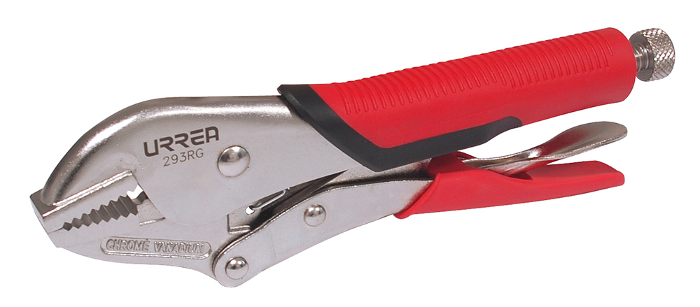 Pinza de presión con mango bimaterial de 10" quijada recta, Urrea