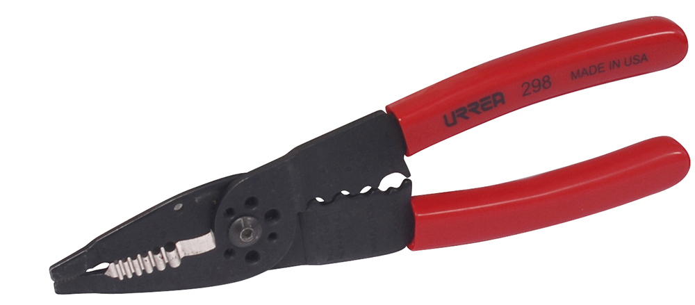 Pinza con mango air cushion pelacable 10-22 AWG de 8-1/4" poncha terminales y corta tornil, Urrea
