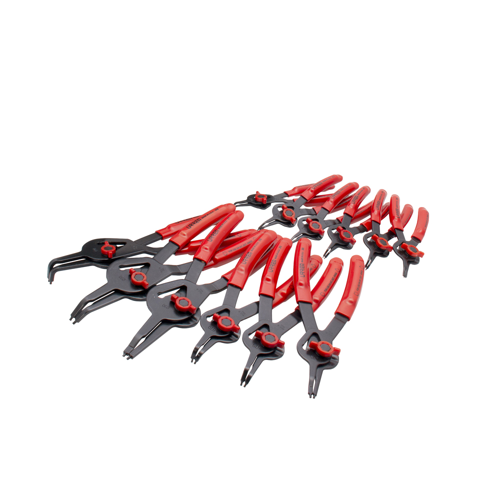 Juego de pinzas para anillos de retención convertibles con mariposa, 12 piezas, Urrea