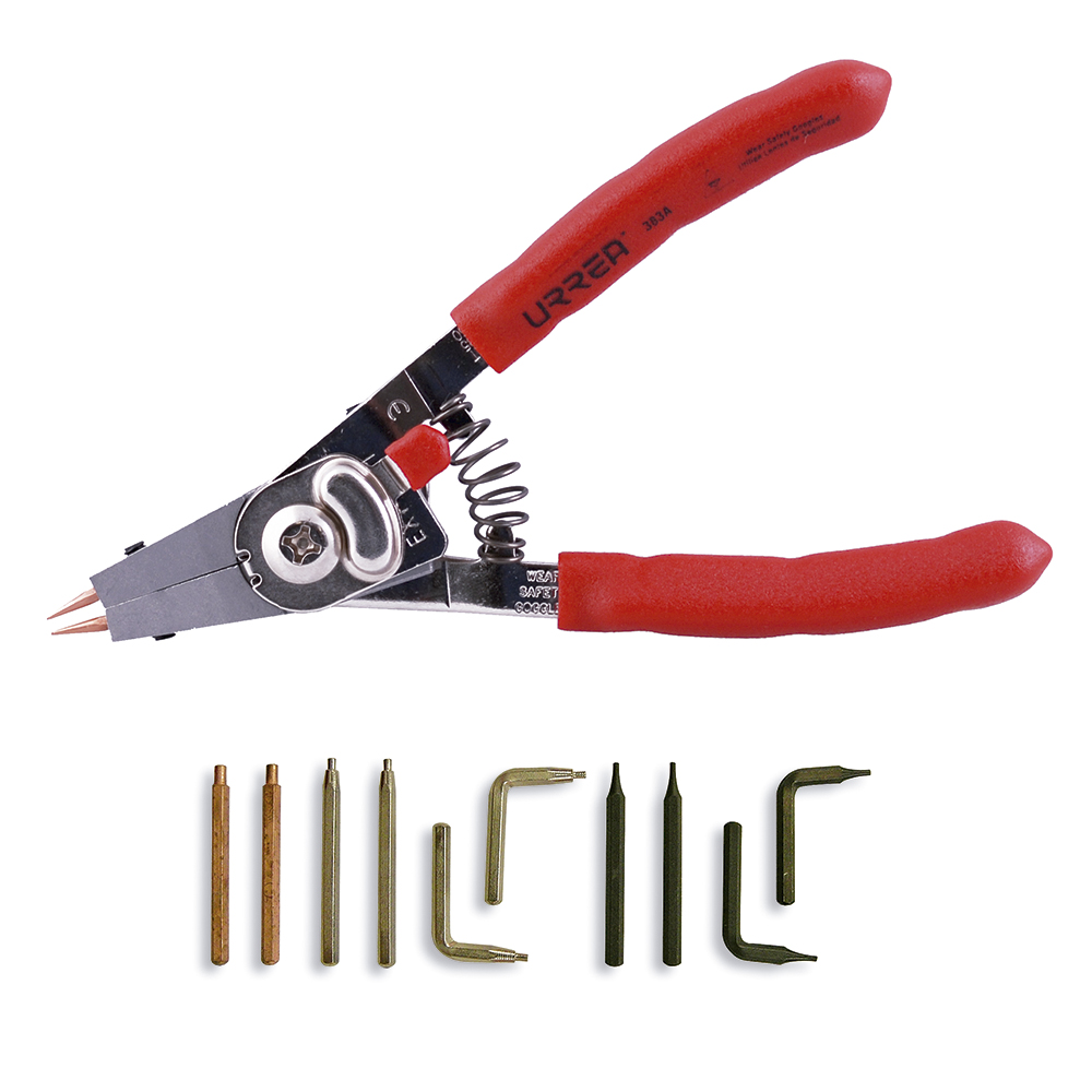 Pinza para anillos de retención con puntas intercambiables, 11 piezas, Urrea