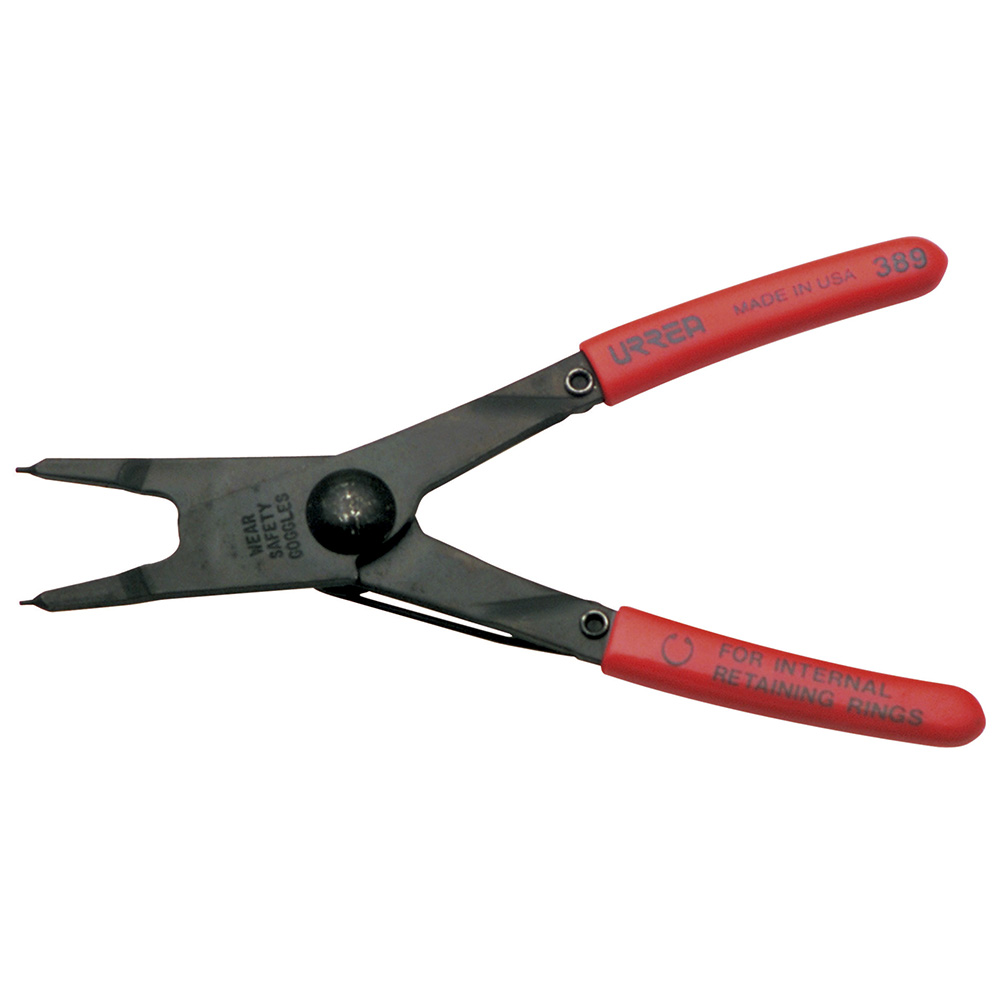 Pinza con mango rubber grip para anillos de retención fijas tipo interno ángulo de 0°, Urrea