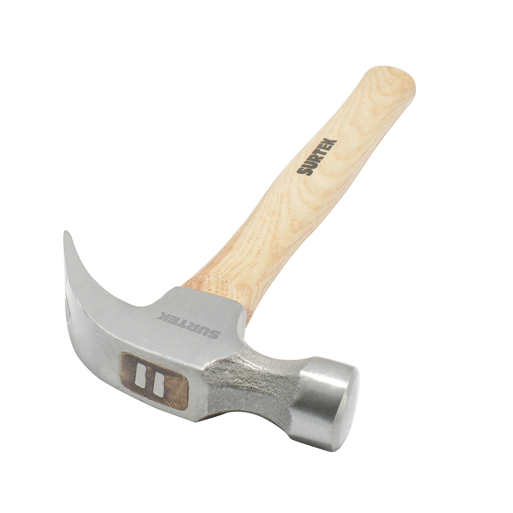 Martillo de uña curva con mango de madera de 11", 8 oz, Surtek