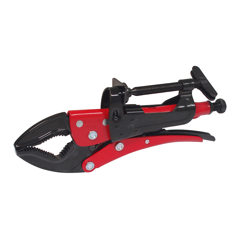 Pinza de presión de 10"  quijada universal con soporte para banco, Urrea