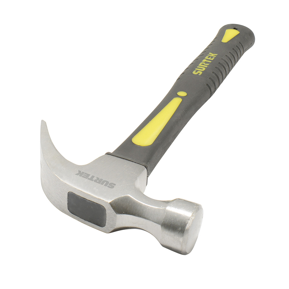 Martillo de uña curva con mango de fibra de vidrio de 14", 16 oz, Surtek