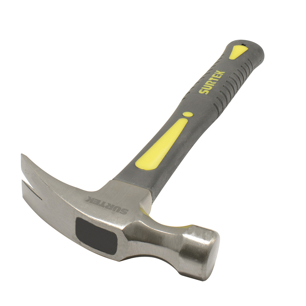 Martillo de uña recta con mango de fibra de vidrio de 14", 16 oz, Surtek