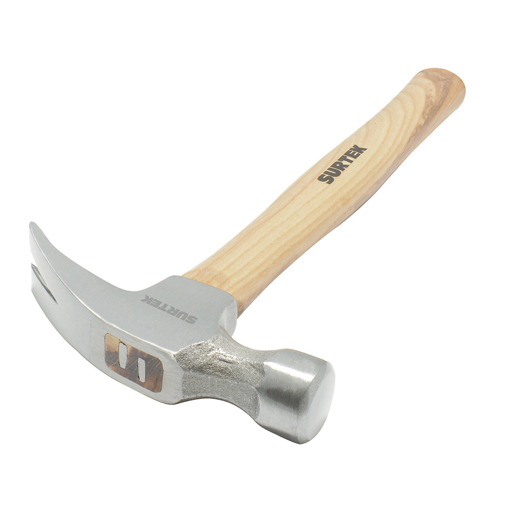 Martillo de uña recta con mango de madera de 14", 16 oz, Surtek