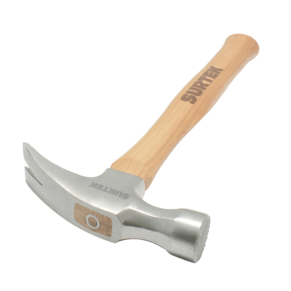 Martillo de uña recta con cabeza fresada con mango de madra de 16", 20 oz, Surtek