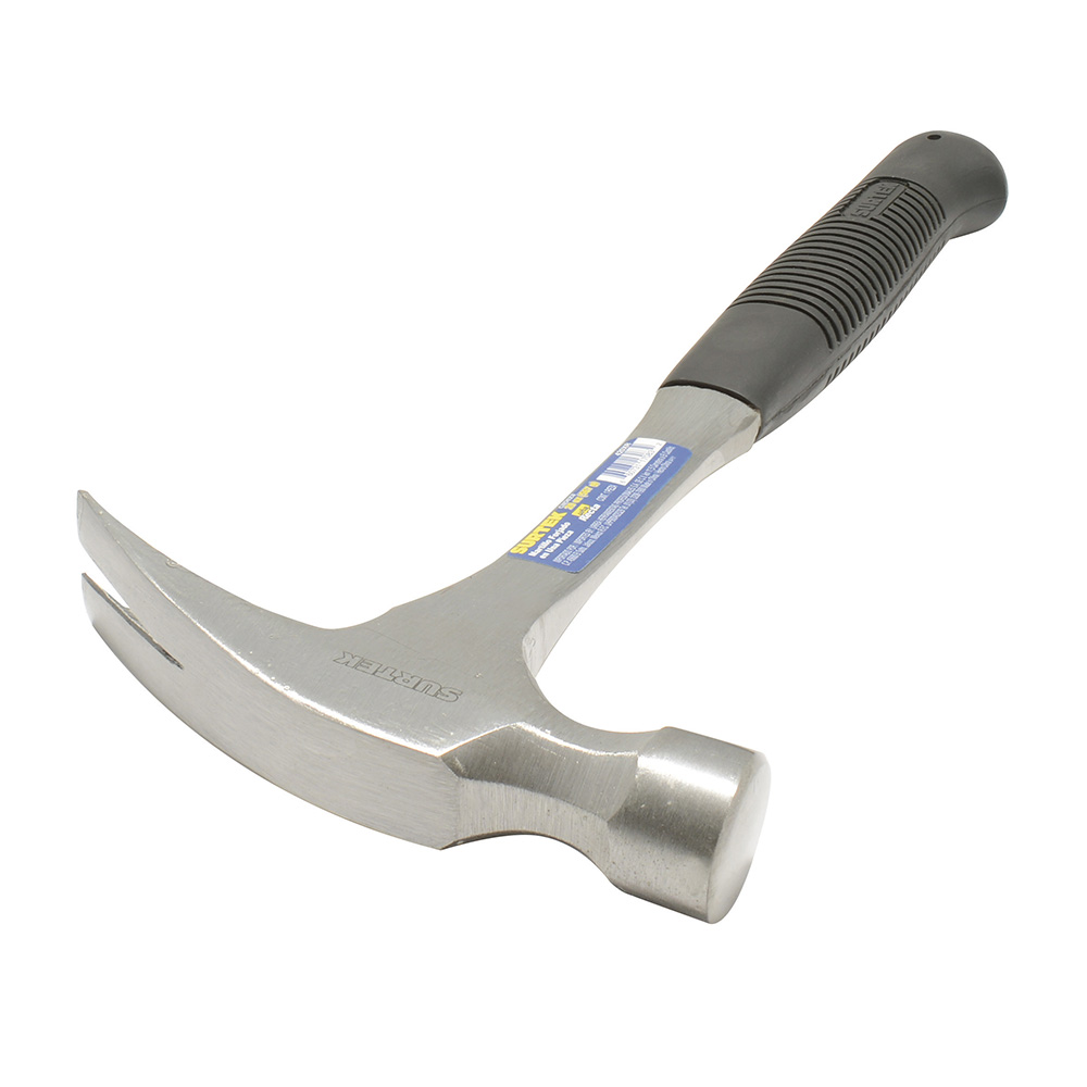 Martillo de uña recta forjada en una pieza con mango de neopreno de 14", 20 oz, Surtek