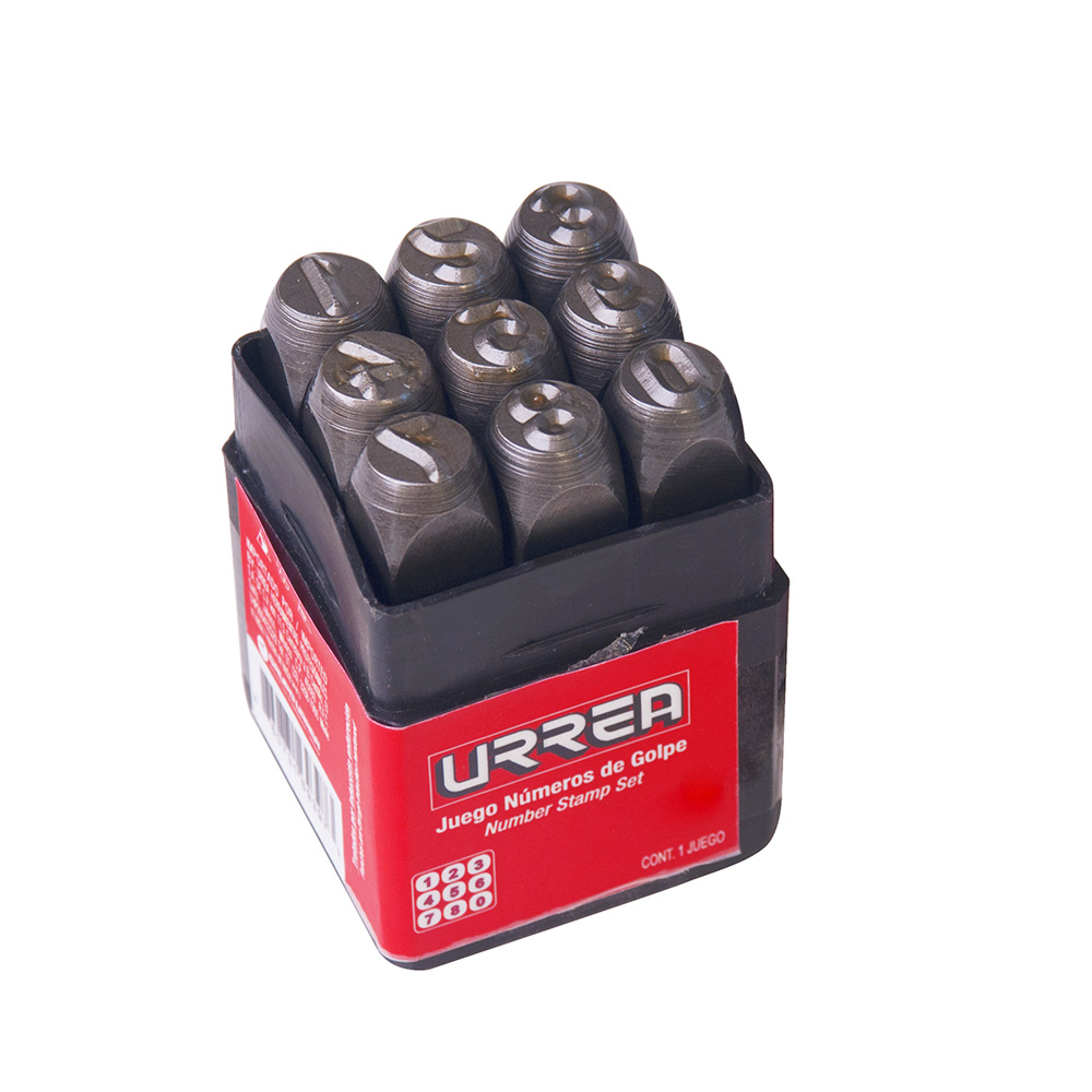 Juego de números del "0" al "9" de golpe 4 mm, 9 piezas, Urrea