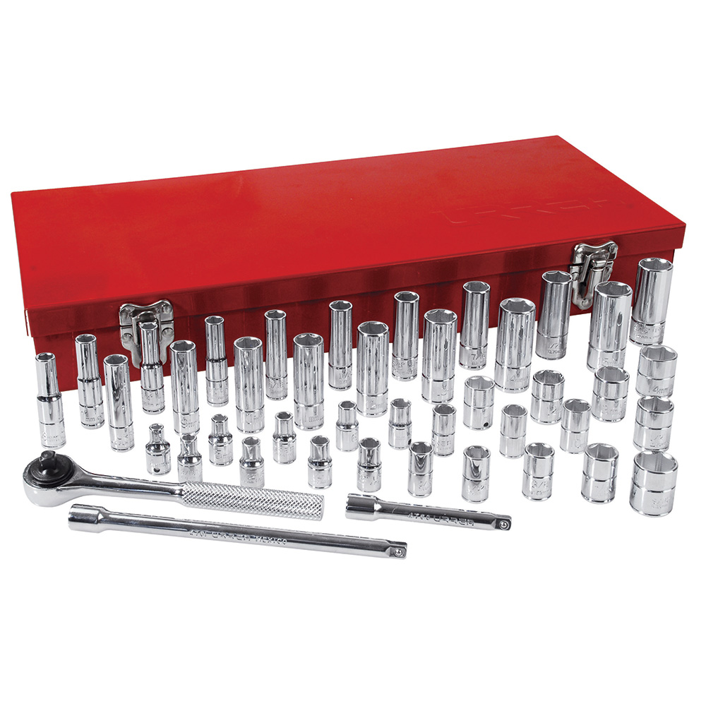 Juego de dados y accesorios cuadro de 1/4" combinado, 44 piezas, Urrea