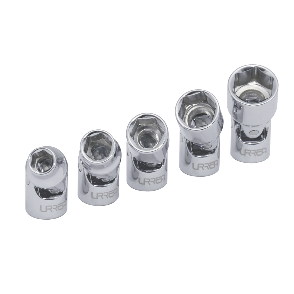 Juego de 5 dados flexibles en pulgadas cuadro de 1/4", 6 puntas, en riel, Urrea
