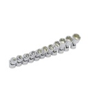 Juego de 11 dados flexibles métricos cuadro de 1/4", 6 puntas, en riel, Urrea