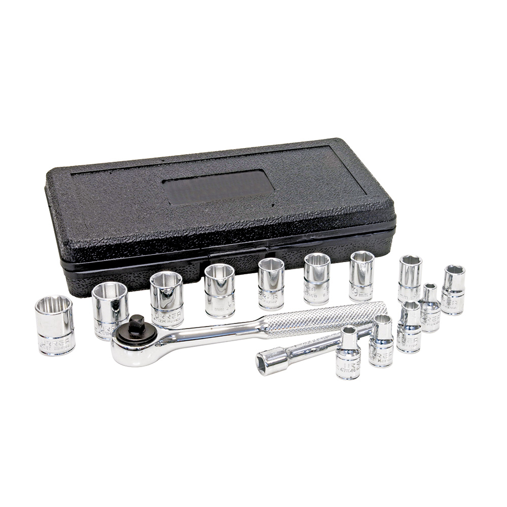 Juego de dados y accesorios cuadro de 1/4" combinado, 15 piezas, Urrea