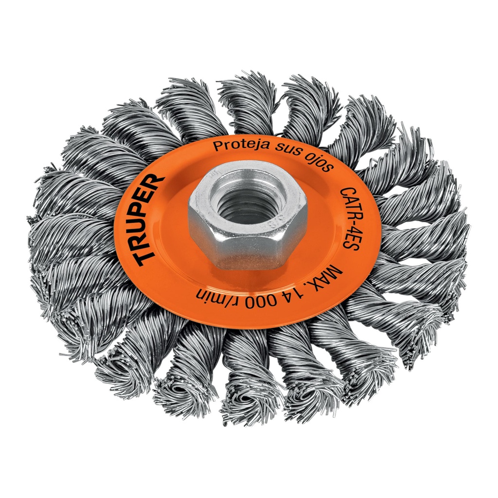 17527 / Carda circular 4' alambre trenzado, eje 5/8'-11, Truper