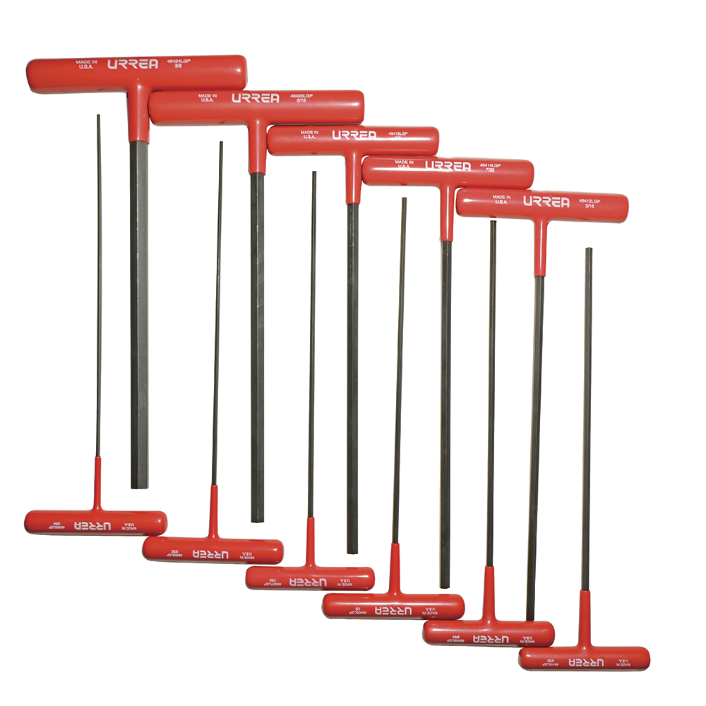 Juego de 11 llaves hexagonales tipo "T" ergonómicas, en pulgadas, Urrea
