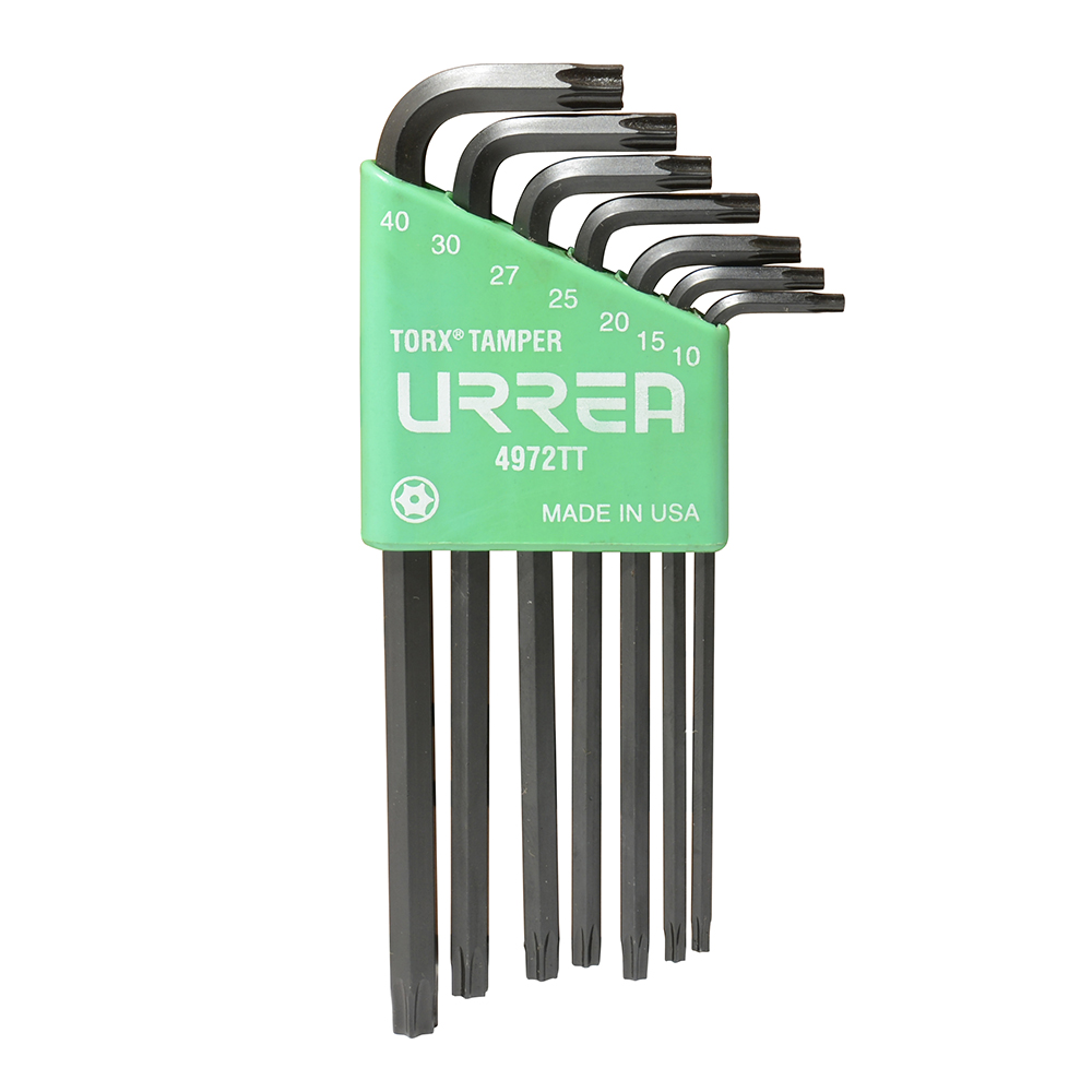 Juego de 7 llaves hexagonales tipo "L", Torx, tamper proof, Urrea