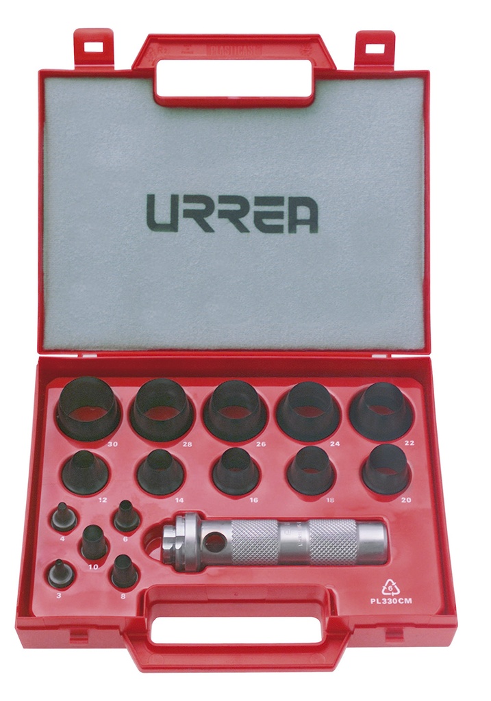Juego de sacabocados de 3 a 30mm, 16 piezas, Urrea
